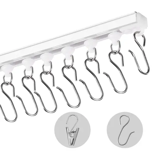【Summerfinds】VEVOR Ceiling Curtain Track Set,9.9 FT/3 MeterSelf AdhesiveNo Drill Ceiling Track System for CurtainsRoom Divider Curtain Track Ceiling Mounted for Living Room with Hooks and HardwareWhite