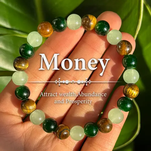 Adjustable Natural Stone Money Bangle - Green Aventurine, Tiger Eye Beaded Accessory for Attracting Wealth, Abundance, Prosperity - Lucky Bracelets, Natural Stone Bracelets & Bangles