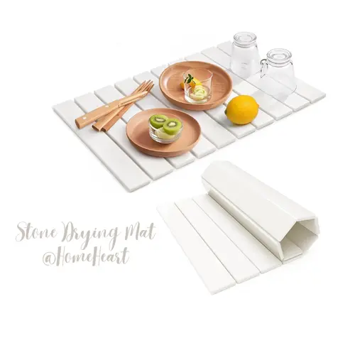 Absorbent Large Diatomaceous Earth Dish Drying Mat  - 24" × 16"  for Kitchen Counter, Collapsible Fast Drying Dish MatsKitchenware - 60-Second Fast Absorption, Foldable & Rollable, Natural Diatomaceous Earth, Multipurpose Coasters & Tableware