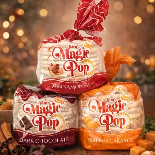 Kim's Magic Pop - Cinnamon Swirl Drizzled Flavor, Salted Caramel Flavor Drizzled & Dark Chocolate Combination [6 pack] Snack Crunchy