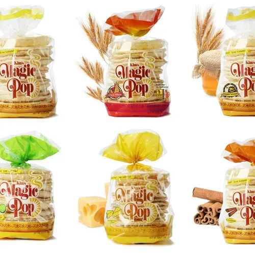 Kim's Magic Pop Small Combo Pack A 6 Packs Freshly Popped Grain Snack with Wheat Brown Rice. Natural Crispy Low Fat Low Calories No Preservatives Zero Sugar Crunchy Health Snack