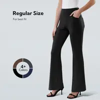 DLOODA Women’s Stretchy Flare Work Pants with 4 Pockets, High Waist Pull-On Business Casual Office Slacks