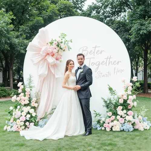 Polyester White Circle Round Plain Universal Wedding Arch Cover - 6/6.6/7.2 FT Lightweight Minimalist Photo Backdrop, Fast Setup Decor for Weddings, Birthday Parties, Baby Showers