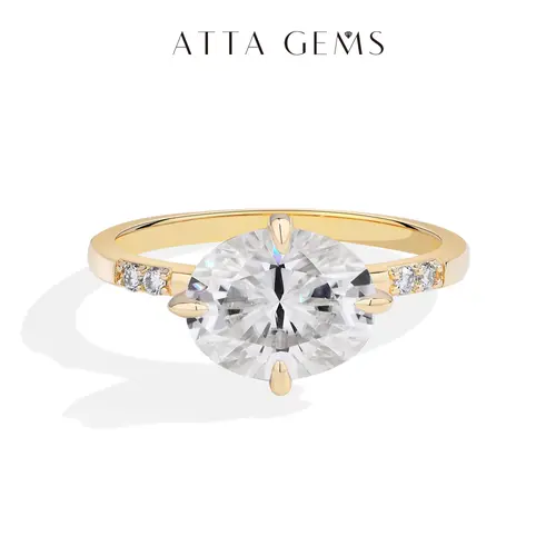 ATTAGEMS VVS1 Grade Oval Cut 3CT Synthetic Moissanite Ring for Female, 925 Sterling Silver Elegant Fashion Ring, Engagement Promiserings, Wedding Anniversary Fine Jewelry Gift R288, Moissanite Jewelry, Elegant Fashion Rings, Women