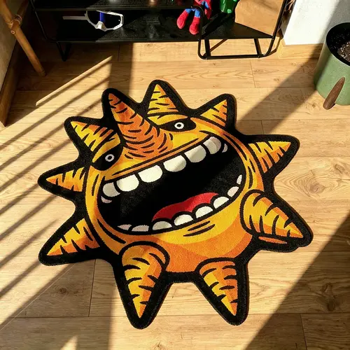 Anime Sun Pattern Rug, Decorative Area Rug, Creative Decorative Carpet for Living Room, Room Decor for Young Adults, Festival Gift, Fashionable Home Accessory, Decorative Rugs