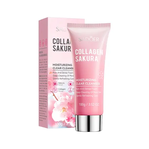 Collagen Sakura Moisturizing Clear Facial Cleanser,Rich Foam for Deep Pore Cleaning - Gentle, Hydrating & Refreshing Cleansing