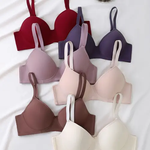 6pcs Ultra-Soft Seamless Push Up Bras - Comfortable Casual AttireSupportive T-shirt Intimates for Women - Versatile Value Set in SimpleStyle Womenswear