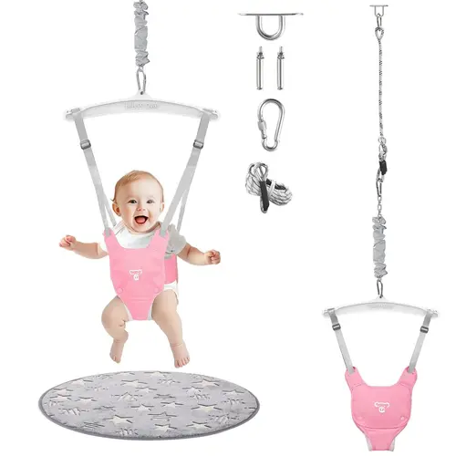 G TALECO GEAR Unisex Baby Doorway Jumper with Ceiling Hook, Stainless Steel Adjustable Chain, Soft Rug, Anti-Slip Pad - Swings for Infants, Boosts Motor Skills, Indoor Use #tiktokshopbacktoschool#sohochic