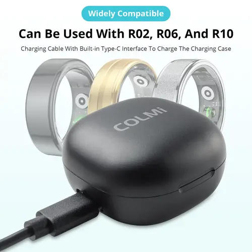 COLMI Compact Portable Rechargeable Wireless Charging Box with Built-in Type-C Cable, Electronic Gadgets Accessory for R02, R03, R10, R06 Smart Watches (Black)