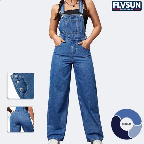 Flvsun Women's Breathable Polyester Overalls - Sleeveless, Adjustable Strapping, Buckle Design, Cute Trendy Women's Clothing for Daily Use, Breathable Denim Overalls Alternative, Strappy