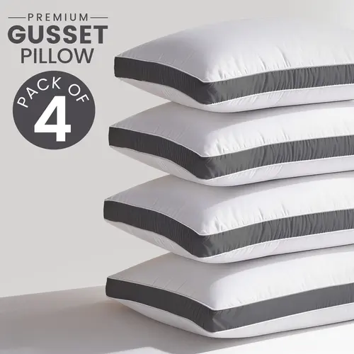 Gusseted Pillows Set of 2 & 4 – Hotel Collection Bed Pillows with Premium Down Alternative Fill, Soft & Fluffy Support for Side, Back & Stomach Sleepers