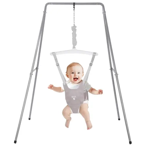 TALECO GEAR Unisex Baby Jumper with Free-Standing Metal Frame, Fabric Exerciser Bouncer for 6-24 Months, Easy to Assemble & Store, Indoor or Outdoor Use, Aids Balance Improvement, Muscle Strengthening