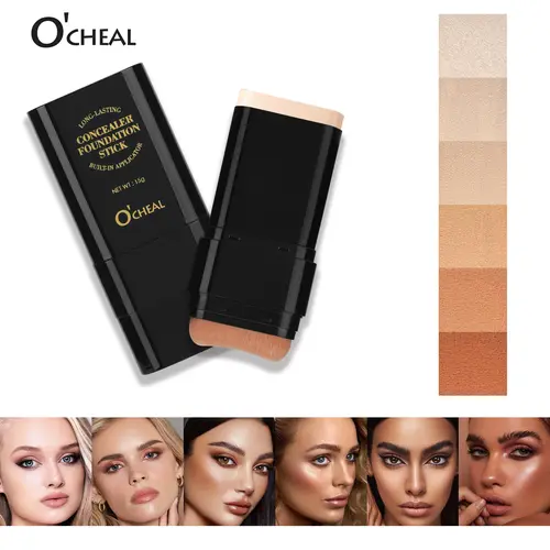 6-Color Dual-Ended Eraser Foundation Stick - Lightweight Beauty Products for Adults, Concealer & Highlighter for Acne Marks, Nose Contour, All Skin Types, Flawless Finish, Versatile Cosmetic Tool, Daily Gift (Comes with Bottle)