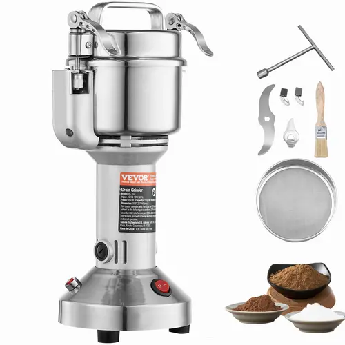 【toolupgrade】VEVOR Electric Grain Mill Grinder, 2000W High-Speed Stainless Steel Pulverizer, 30s Superfine Powder Machine, 150g/300g/550g/750g Straight Type, Commercial for Dry Grains, Spices, Coffee, Multifunction Kitchen Appliance