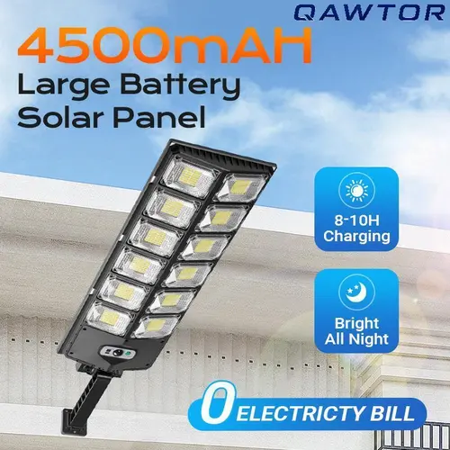 Solar Street Light Outdoor Solar Parking Lot Light, 360 LEDs Wide Angle Lamp with Motion Sensor IP67 Waterproof  Commercial Lighting