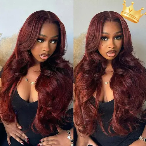 [Limited Deal] OQ HAIR Reddish Brown Color Layered Cut Body Wave Glueless Wigs Pre Cut 7x5 Lace Wear Go Glueless Wig Human Hair