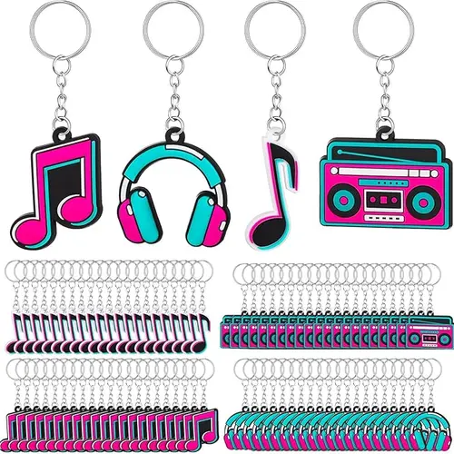 Musical Themed Radio Keychain - Cute Collectibles with Multiple Designs (4 Designs, Random Surprise), Compact Bright Unisex Charm, Durable Daily Carry Accessory, Music Party Favors
