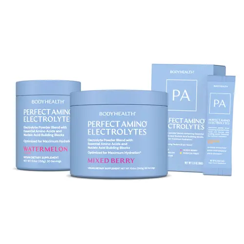 Perfect Amino Electrolytes Mixed Berry Flavor Vegan Gluten-Free 2g Essential Amino Acids for Maximal Hydration Recovery Natural Dietary Supplement Lemon - Healthcare, Fitness, Calcium, Endurance Supplement, Essential Minerals Supplement