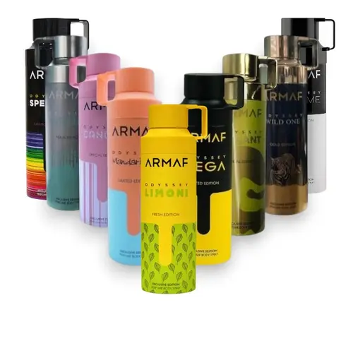 Armaf | Odyssey | Mandarin Sky + Limoni + Spectra + Candee + Aqua + Homme + Mega + Wild One + Tyrant | Unisex Fragrance | 200 ML | Perfumed Body Spray | Fresh - Sweet & Wood Notes