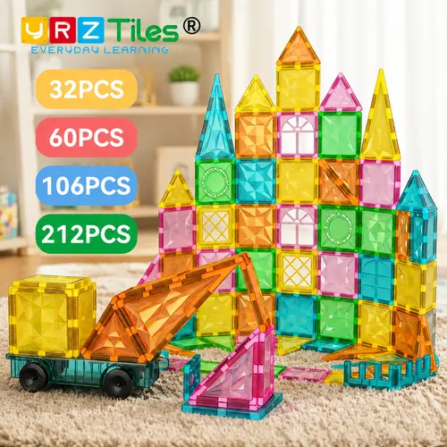 【Travel Portable Set】 YRZTILES Magnetic Tiles,Compact Magnet Building Blocks,Lightweight STEM Construction Toy,On-the-Go Stacking Play for Toddlers,Kids Travel Toy for Car Airplane,Children's Day Gift for Ages 3+