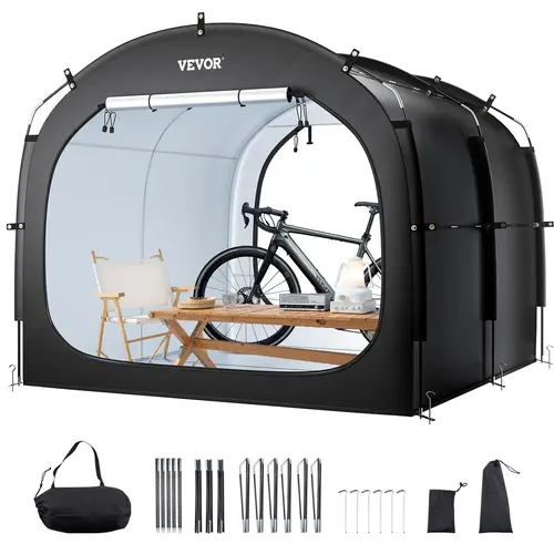 【BackToSchool】VEVOR Bike Storage Tent, bike storage shed for outdoor, Waterproof Bicycle Shed for 5+ Bikes with Ventilated Window, High-Strength Fiberglass Frame & Dual Zippers for Backyard, Patio, Garden