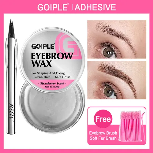 Olive Oil Waterproof Eyebrow Wax Gel Cosmetic - 1oz Brush-On Liner Paste for Adults, Normal Brows, Brow Shaping, Aloe Leaf Moisture, Clean Hold, Soft Finish, Strawberry Scent, Nourishing Daily Enhancer