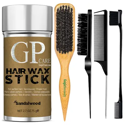 Goiple 4-Count Travel-Friendly Hair Wax Stick Set - Edge Slick Pomade for Baby Hairs & Normal Hair, Fly Away Tamer, 0 Crunch Flakes, Natural Hold Haircare Gel for Smooth Styling, Girls