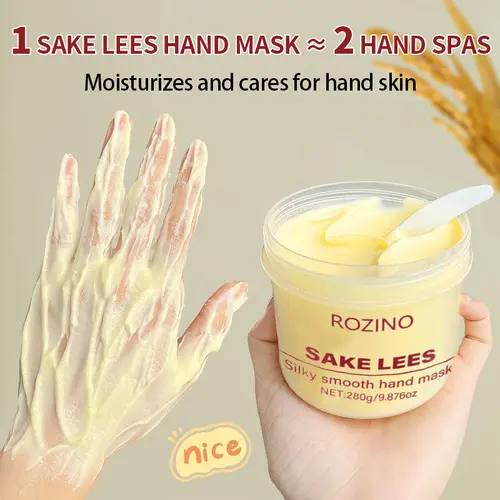 Rozino Sake Lees Silkysmooth Hand Mask - 280g Gentle Hydrating Moisturizer Hand Treatment for Silkiness Boost, Youthful Skin Nourishment, Anti-Crack Care