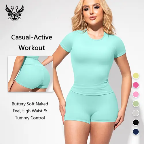 YIZHEN Women's High Waist Sculpting 2-Piece Activewear Set - Seamless, Soft 4-Way Stretch, Moisture-Absorbent, Quick-Dry, Ultra-Elastic - for Gym, Yoga & Lounging - Includes Women's Tops, Workout Tops, Custom-Fit Sportswear Set, Activewear Finds, Matching
