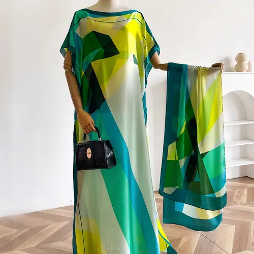 Elegant Women's Long Satin Shawl Wrap Set, Lightweight Silk-Feel Boho Style Scarf, Perfect Spring & Fall Fashion Accessory, Casual Woven All-Season Shawl