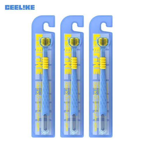 CEELIKE 3-Sided Nylon Toothbrush for Adults - 1pc, Portable Compact Oval Design, 360° All-Around Portable Teeth Cleaning, Soft Bristles for Soothing Gentle Care