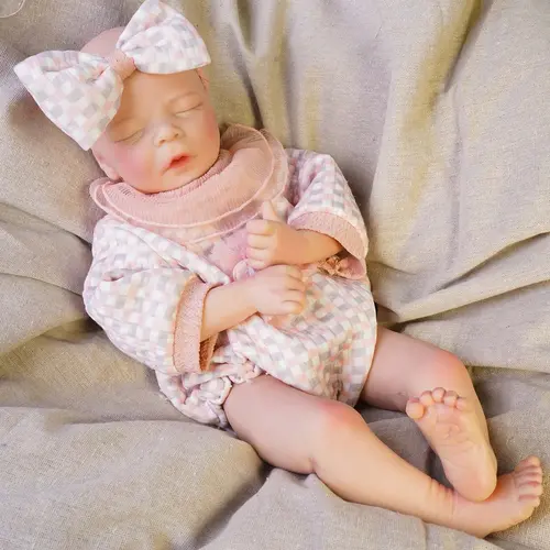 FunCuddle No.15 Lifelike Newborn Reborn Baby Doll - 17.91in All Silicone Doll with Baby-Like Skin, Exquisite Packaging, Soft Cuddly Gift for Companionship, Role-Playing