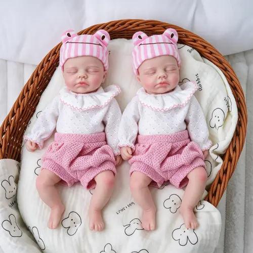FunCuddle Doll 12.2-in Full-Body Silicone Baby Dolls - 2-Piece Male & Female Twin Set, Life-Like Mini Collectible Non-Vinyl Reborn Toddler Washable Soft Toys, Baby Doll, Life-Like Soft Dolls, Mini Collectible Soft Dolls