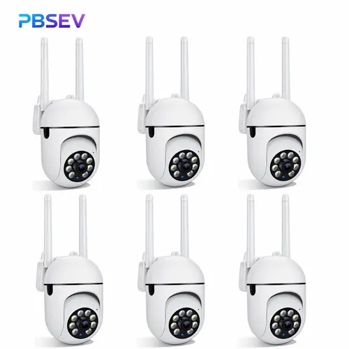 PBSEV Commercial Security Camera 6-Pack - 1080P HD, 355° Panoramic PTZ, AI Human Tracking, Motion Activated Alerts, 2-Way Audio, Color Night Vision, 14-User Live View, Cloud/Micro SD Storage, 0.224kg, Tablet Compatible for Store, Garage Use, Surveillance,