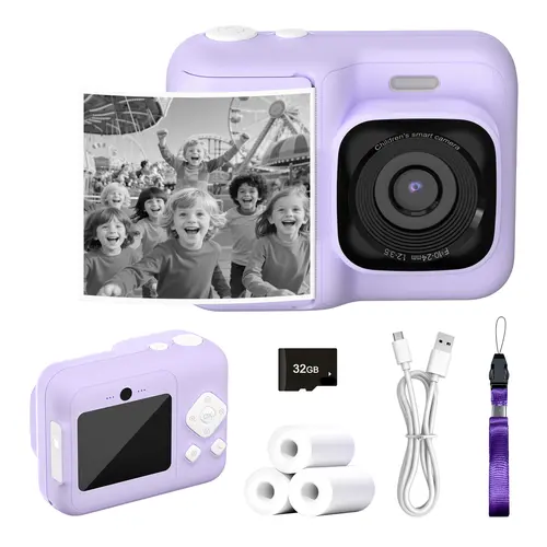 Instant Print Camera for Kids, HD Digital Camera, Christmas Birthday Gifts for Kids, AI Printer, Portable Toy Camera with 32GB SD Card & 3 Rolls Printing Paper,  DealsForYouDays,back to school,back to school haul