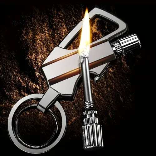 Outdoor Portable Multi-Functional Metal Keychain, Men's Fashion Accessory & Cool Gadget with Built-In Bottle Opener, Fireproof, Waterproof, Durable, Sturdy, Multiple Options, Ideal for Outdoor & Camping (Lighter Fuel Not Included), Tactical Gadgets, Men's