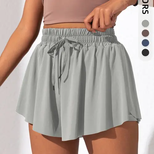 Women's Summer Breathable Loose Gym Shorts, Two-In-One Design, Anti-Exposure Tennis Running Fitness Yoga Quick-Dry Pants, Quick Drying Shorts