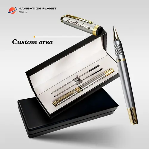 Executive Custom Engraved Pen Set – Personalized Metal Signature Pen in Luxury Gift Box, Corporate Gift for Clients Employees Promotions