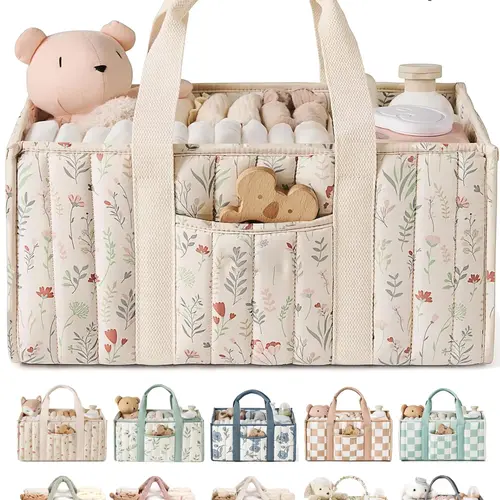 Baby Diaper Caddy - Large Organizer Tote Bag for Newborn essentials Boy or Girl - Baby Shower Basket - Nursery Must Haves - Registry Favorites - Newborn Caddie Car Travel