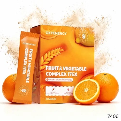 Oxyenergy 176X Fruit & Vegetable Complex Powder, Orange Naturally Flavored Dietary Supplement, 30 Packets, Supports Digestive Health & Boosts Good Bacteria,travel essentials