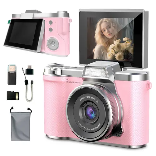 Flip Screen Retro Camera for Teens, Vintage Digital Camera, Entry-Level Digital Camera with Filters, Camera for Students, Perfect Gift for Christmas, Back to School & New Year