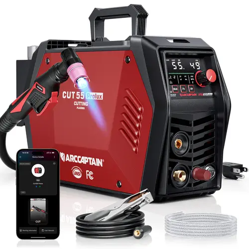 ARCCAPTAIN iControl CUT55 Prolux 55A Plasma Cutter Welder, Non-Touch Pilot Arc, Remote App Control Mode Switching, 120V/240V, Upgraded LED Display, Grid Cutting, Rust Removal, Air Pressure Detection, Cuts 7/8" Steel for Home DIY toolupgrade