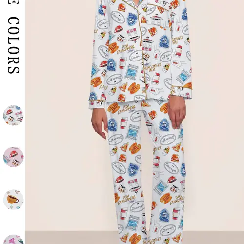 Gilmore Girls Matching Aesthetic Graphic Prints Pajamas Set, Pjs, Loungewear Sets, Women's Cozy Casual Fleece Loungewear, Long Sleeve Top, Elastic Waist Pants, Cute Stars Hollow Themed Christmas Gift.