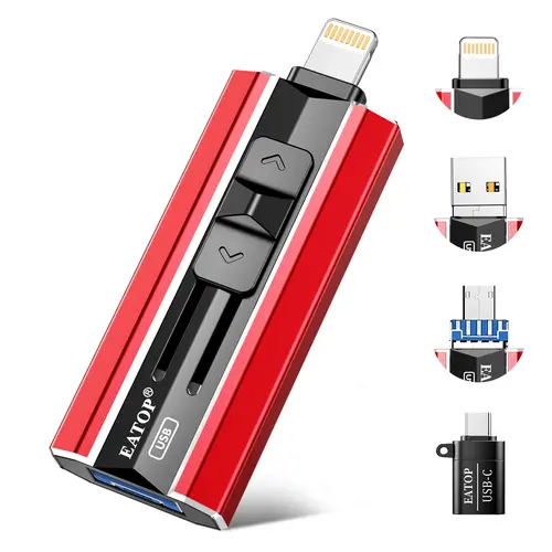 EATOP USB Flash Drive (128GB/256GB/512GB/1TB/2TB) for iPhone & iPad, Plug&Play Data Storage for Photos/Videos Backup, Compatible with Android/PC, Ideal for Travel, Work, Computer & Mobile Users, No App Required