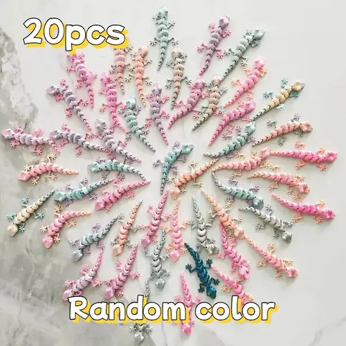 20 Pieces of 3D Printed Colorful Geckos, 9 cm Length, Made of PLA Material, Home Decor Ornament, Home Ornaments, Decorative Ornament, Perfect for Christmas and Easter Decoration