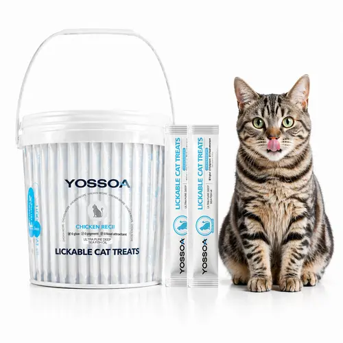 YOSSOA 100-Count Lickable Stick Cat Treats, Squeezable Creamy Purée with Real Chicken, No Added Fillers, No By-Products, No Added Preservatives