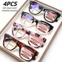 4 Pack Womens Reading Glasses Progressive Multifocal Blue Light Blocking Oval Frame Fashion Pattern Spring Hinges Daily Eyeglasses Black Mix Color