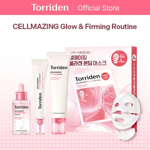 [Torriden Official] CELLMAZING Complete 4-Step Full Routine Set (Ampoule + Cream + Eye Cream + Face & Neck Mask) | Total Pore & Lift Care