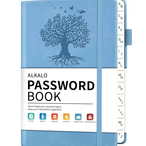 Password Book with Alphabetical Tabs, Password Keeper Book, 160 Pages/100GSM Hardcover Notebook, Password Organizer for Internet Website Address Login