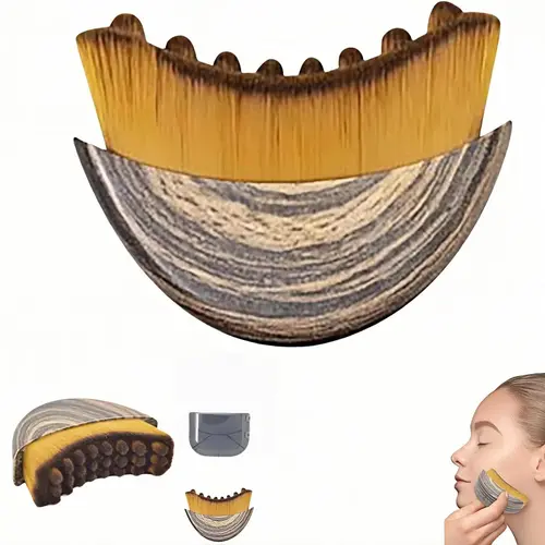 2-Piece Lymphatic Contour Face Brush Set with Box, Ergonomic Manual Facial Drainage Massager (Precision Skin Fit), Body Care
